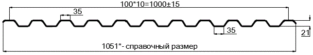 Фото: Профнастил оцинкованный С21 х 1000 (ОЦ-01-БЦ-0.45) в Подольске