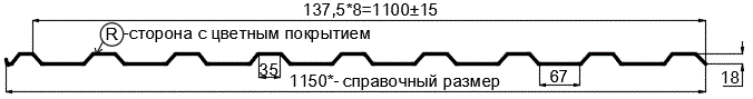 Фото: Профнастил МП20 х 1100 - R (Steelmatt-20-8017-0.4±0.08мм) в Подольске