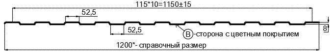 Фото: Профнастил С8 х 1150 - B (MattMP-20-7024-0,5) в Подольске