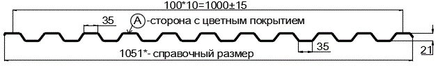 Фото: Профнастил С21 х 1000 - A (ПЭ-01-3005-0.4±0.08мм) в Подольске