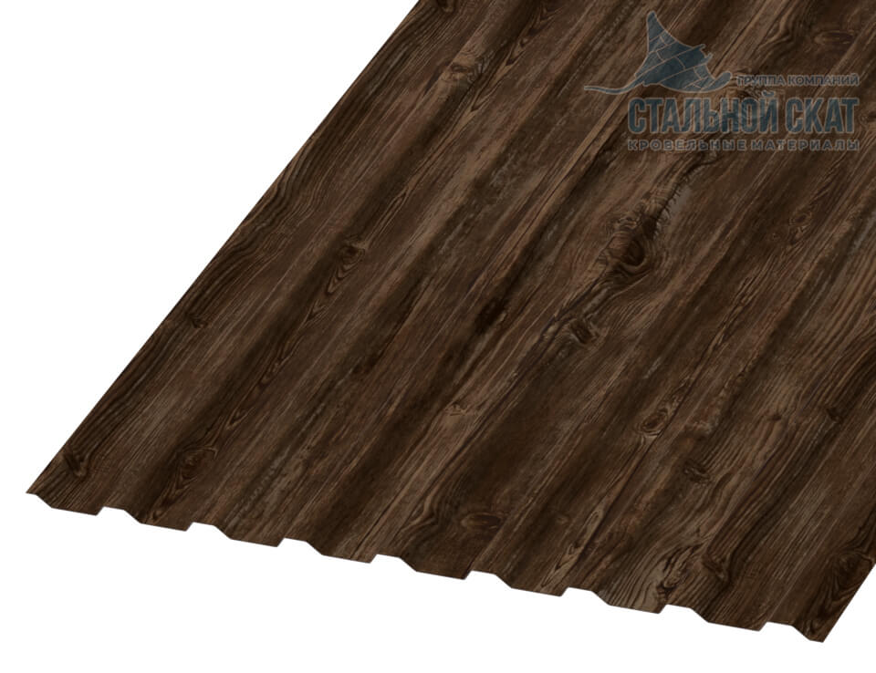 Профнастил МП20 х 1100 - B (ECOSTEEL_MA-01-Мореный Дуб-0.5)